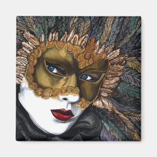 Schwarzes und Goldkarnevals-Maske durch PSOVART Magnet