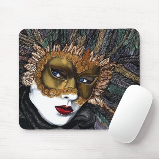 Schwarzes und Goldkarnevals-Maske durch PSOVART Mousepad (Mit Mouse)