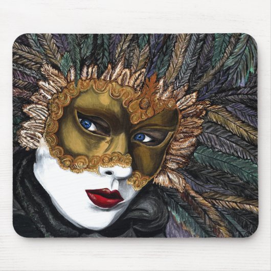 Schwarzes und Goldkarnevals-Maske durch PSOVART Mousepad (Vorne)