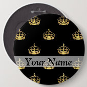 Schwarzes und Goldkronenmuster Button (Vorne & Hinten)