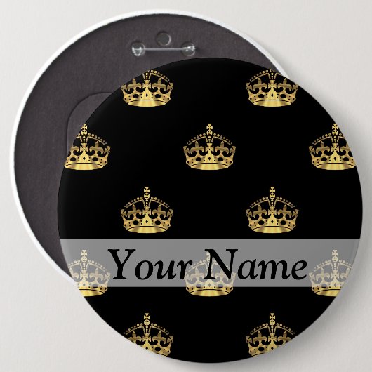 Schwarzes und Goldkronenmuster Button (Vorne & Hinten)