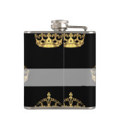 Schwarzes und Goldkronenmuster Flachmann (Rückseite)