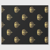 Schwarzes und Goldkronenmuster Geschenkpapier (Flach)