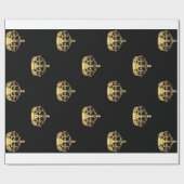 Schwarzes und Goldkronenmuster Geschenkpapier (Flach)