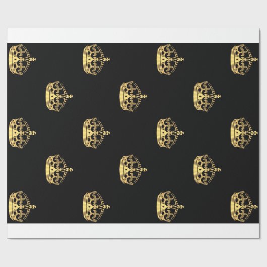 Schwarzes und Goldkronenmuster Geschenkpapier (Flach)