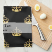 Schwarzes und Goldkronenmuster Handtuch (Viertel Falte)