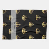 Schwarzes und Goldkronenmuster Handtuch (Horizontal)