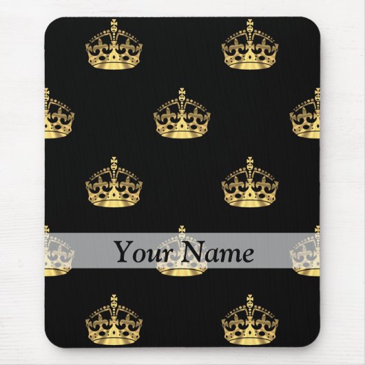 Schwarzes und Goldkronenmuster Mousepad (Vorne)