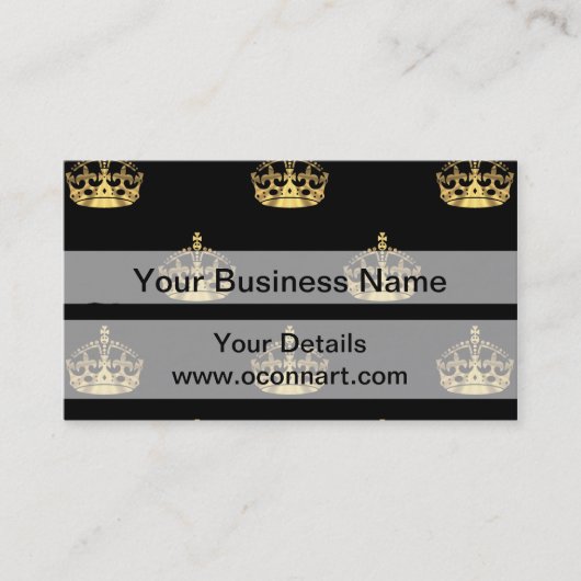 Schwarzes und Goldkronenmuster Visitenkarte (Vorderseite)