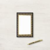 Schwarzes und Goldkunst-Deko-Grenze Post-it Klebezettel (Auf Schreibtisch)