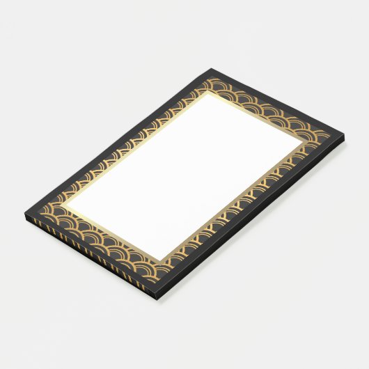 Schwarzes und Goldkunst-Deko-Grenze Post-it Klebezettel (angewinkelt)