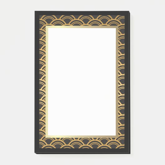 Schwarzes und Goldkunst-Deko-Grenze Post-it Klebezettel (Vorderseite)