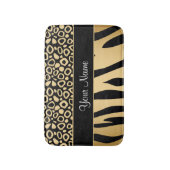 Schwarzes und Goldleopard-und -Zebra-Muster Badematte (Vorderseite Vertikal)