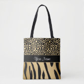 Schwarzes und Goldleopard-und -Zebra-Muster Tasche (Vorderseite)