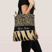 Schwarzes und Goldleopard-und -Zebra-Muster Tasche (Von Nahem)