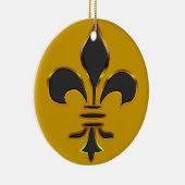 Schwarzes und GoldLilien-Verzierung Keramik Ornament (Rechts)