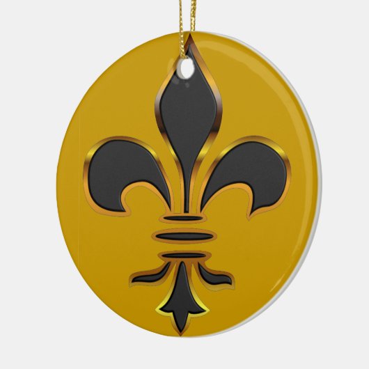 Schwarzes und GoldLilien-Verzierung Keramik Ornament (Links)