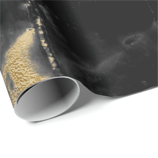 Schwarzes und Goldmarmorgeschenk-Packpapier Geschenkpapier (Rolleneckpunkt)