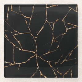 Schwarzes und GoldmarmorglasUntersetzer Glasuntersetzer