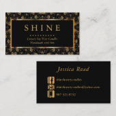 Schwarzes und Goldmetallisches Blumen Visitenkarte (Vorne/Hinten)