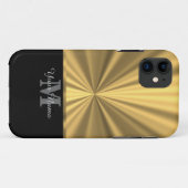Schwarzes und Goldmetallisches Monogramm Case-Mate iPhone Hülle (Rückseite (Horizontal))