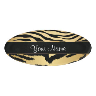 Schwarzes und Goldmetallisches Namenschild