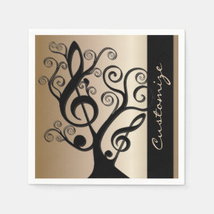 Schwarzes und Goldmusikdreifacher Serviette