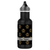 Schwarzes und Goldpentagram Edelstahlflasche (Rechts)