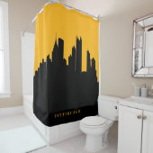 Schwarzes und Goldpittsburgh-Stadt-Skyline-Ansicht Duschvorhang (Beispiel)