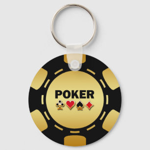 SCHWARZES UND GOLDPoker-CHIP Schlüsselanhänger
