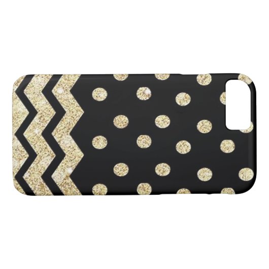 Schwarzes und Goldpolka-Punkt und Zickzack iPhone Case-Mate iPhone Hülle (Rückseite (Horizontal))