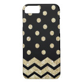 Schwarzes und Goldpolka-Punkt und Zickzack iPhone Case-Mate iPhone Hülle (Rückseite)