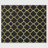 Schwarzes und GoldQuatrefoil Muster Geschenkpapier (Flach)