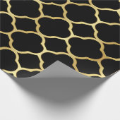 Schwarzes und GoldQuatrefoil Muster Geschenkpapier (Ecke)