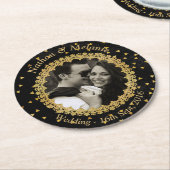 Schwarzes und Goldschein Runder Pappuntersetzer (Angewinkelt)