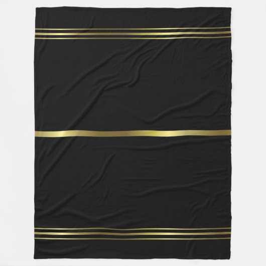 Schwarzes und Goldstreifen-eleganter Entwurf Fleecedecke (Vorderseite)