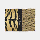 Schwarzes und Goldtiger-Tier-Muster Fleecedecke (Vorderseite (Horizontal))