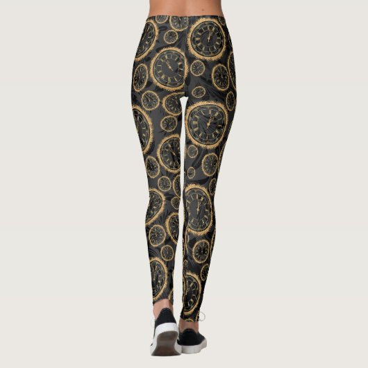 Schwarzes und Golduhr-EntwurfLeggins Leggings (Rückseite)