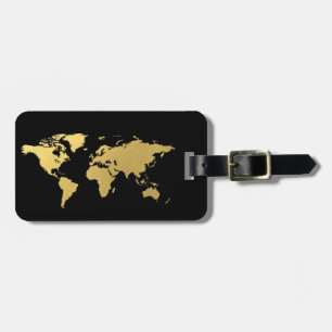 Schwarzes und GoldWeltkarte-eleganter Gepäckanhänger