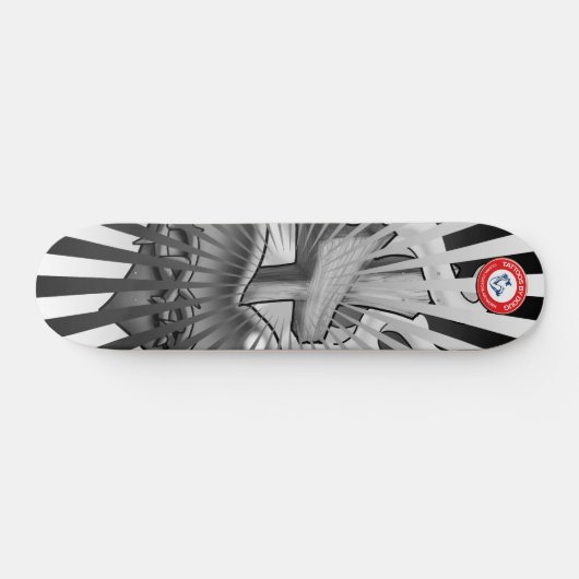 Schwarzes und Grau-heiliges Herz Skateboard (Horizontal)