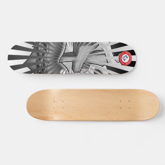 Schwarzes und Grau-heiliges Herz Skateboard (Horizontal)