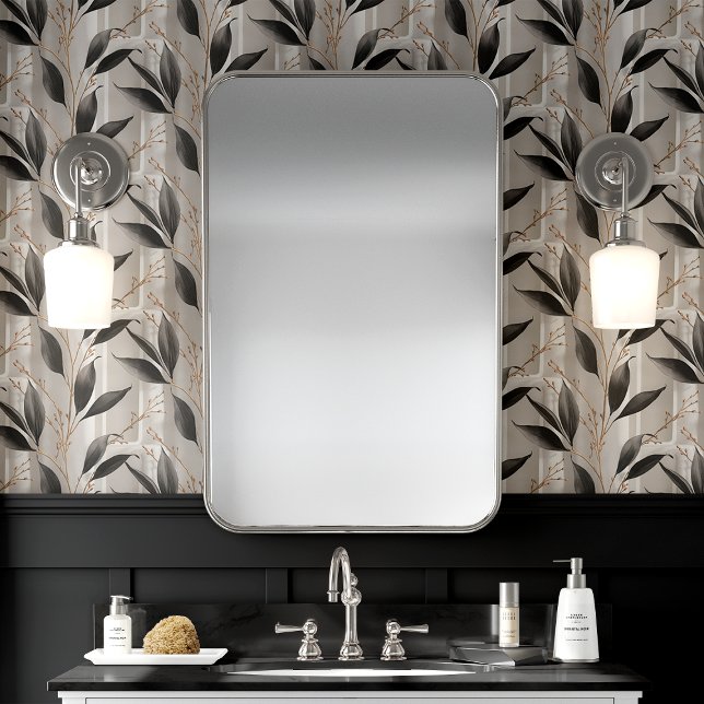 Schwarzes und graues botanisches Leaf Tapete (Von Creator hochgeladen)