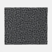 Schwarzes und graues geometrisches Labyrinthmuster Fleecedecke (Vorderseite (Horizontal))
