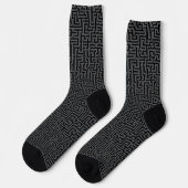 Schwarzes und graues geometrisches Labyrinthmuster Socken (Linkes Detail)