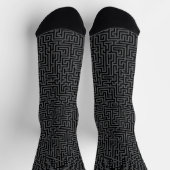 Schwarzes und graues geometrisches Labyrinthmuster Socken (Oben)