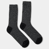 Schwarzes und graues geometrisches Labyrinthmuster Socken (Rechts)