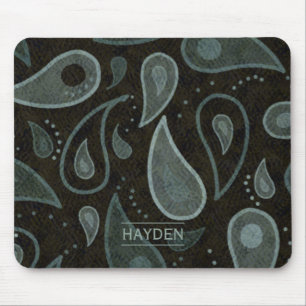 Schwarzes und graues Paisley-Muster personalisiert Mousepad
