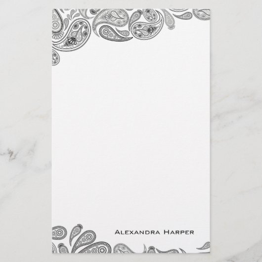 Schwarzes und graues personalisiertes Briefpapier (Vorderseite)