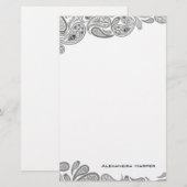 Schwarzes und graues personalisiertes Briefpapier (Vorne/Hinten)
