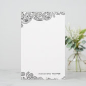 Schwarzes und graues personalisiertes Briefpapier (Stehend Vorderseite)